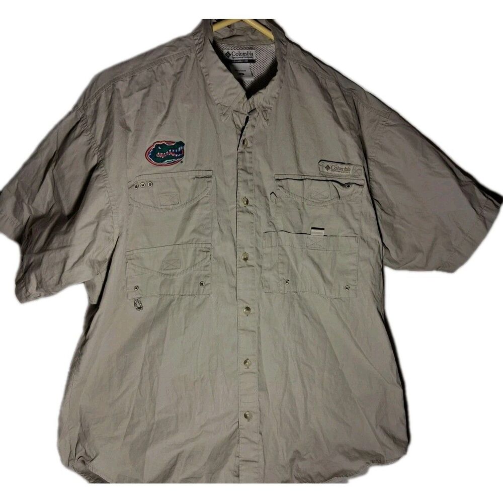 Columbia PFG Button Up Shirt Mens Short Sleeve Fishing Vented Florida Gators M
